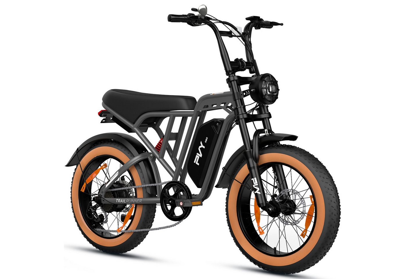 Vankel E-Bike Mountainbike Fat E-Bikes E-Fahrrad Damen u. Herren 960 WH Pedelec Max.120 km E-MBT, Kettenschaltung, Heckmotor, 960 Wh, (Beleuchtungsset mit Batterieladegerät, Batterieschlüssel, Werkzeug), 20×4.0 All-Terrain Elektrofahrrad mit Shimano 7-Gang