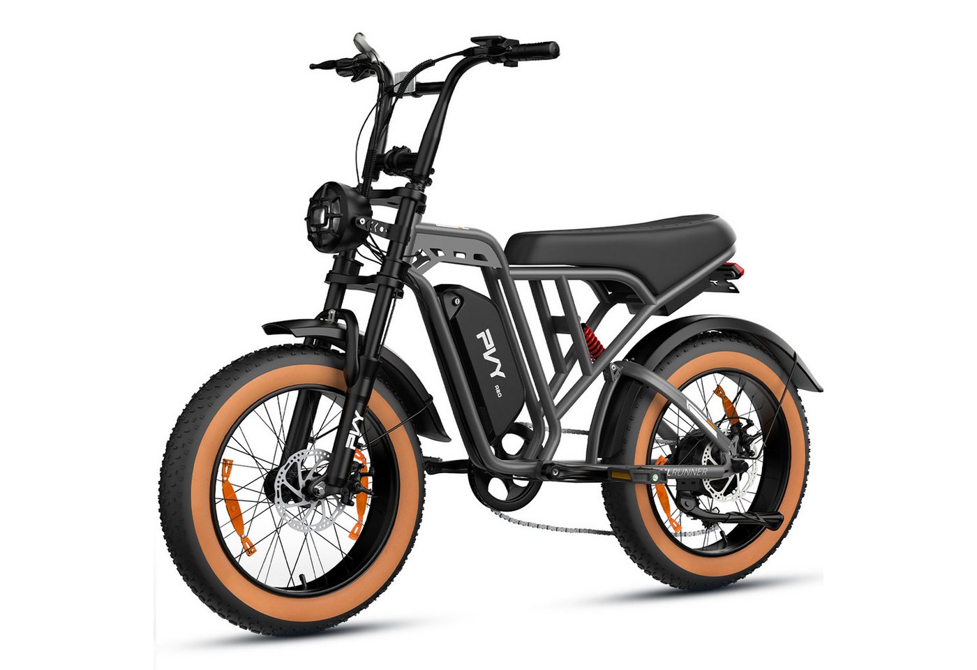 Vankel E-Bike Mountainbike Fat E-Bikes E-Fahrrad Damen u. Herren 960 WH Pedelec Max.120 km E-MBT, Kettenschaltung, Heckmotor, 960 Wh, (Beleuchtungsset mit Batterieladegerät, Batterieschlüssel, Werkzeug), 20×4.0 All-Terrain Elektrofahrrad mit Shimano 7-Gang Bild 3