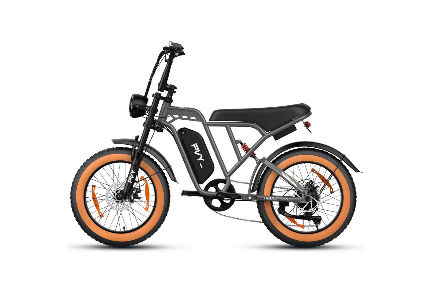 Vankel E-Bike Mountainbike Fat E-Bikes E-Fahrrad Damen u. Herren 960 WH Pedelec Max.120 km E-MBT, Kettenschaltung, Heckmotor, 960 Wh, (Beleuchtungsset mit Batterieladegerät, Batterieschlüssel, Werkzeug), 20×4.0 All-Terrain Elektrofahrrad mit Shimano 7-Gang Bild 5