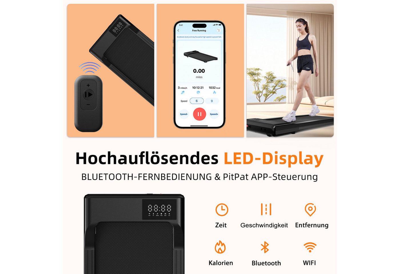 DEERRUN Laufband Deerrun Laufband für Zuhause mit Trainingsmodus max 159 KG