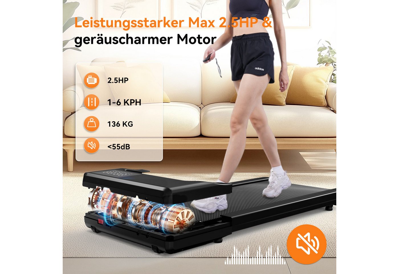DEERRUN Laufband Deerrun Laufband für Zuhause mit Trainingsmodus max 159 KG Bild 2