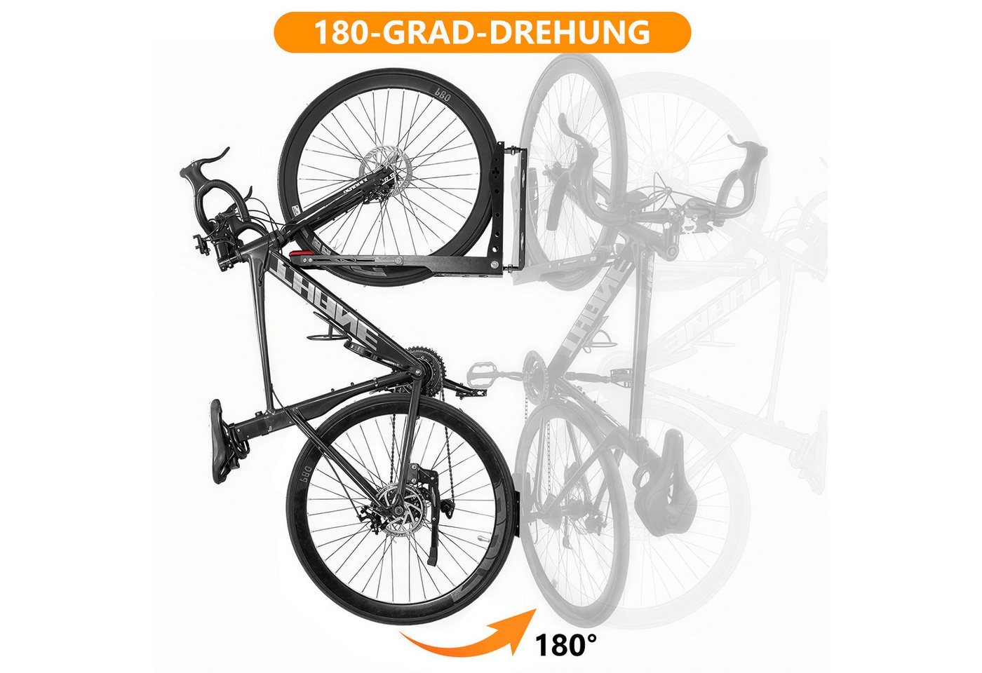 BlingBin Fahrradwandhalterung Schwenkbare Fahrradhalter für die Wand, bis 80 kg (1er Set, 1-tlg., 1tlg), vertikale Fahrradaufhängung für Garage, Keller und Wohnung, schwarz Bild 2