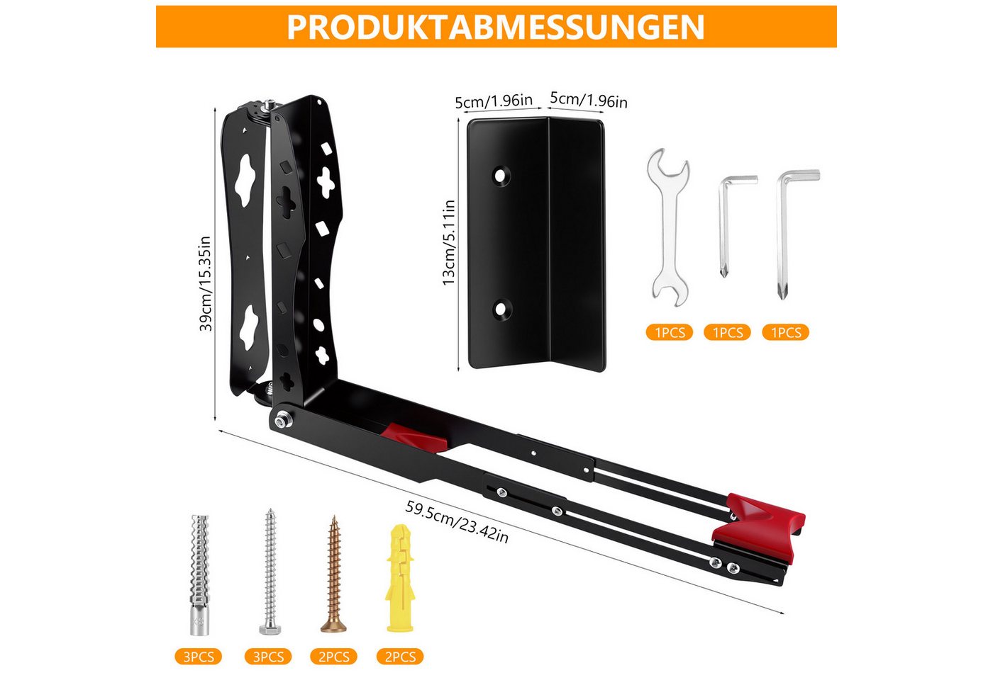 BlingBin Fahrradwandhalterung Schwenkbare Fahrradhalter für die Wand, bis 80 kg (1er Set, 1-tlg., 1tlg), vertikale Fahrradaufhängung für Garage, Keller und Wohnung, schwarz Bild 3