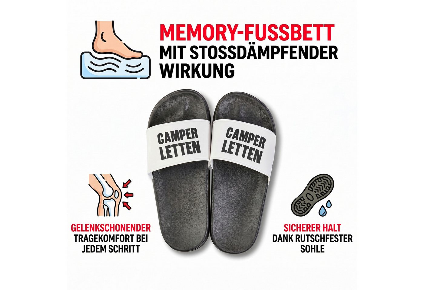 22Feels Geschenk Camping Camper Wohnmobil Badelatschen Spruch Frauen Männer Badepantolette IN DEUTSCHLAND BEDRUCKT