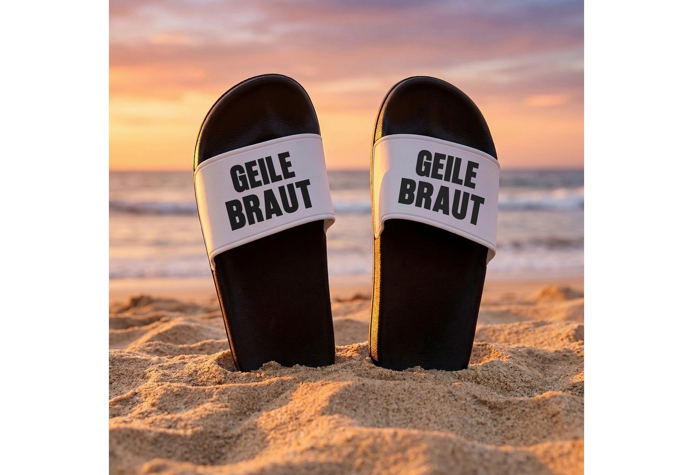 22Feels Geschenk Braut JGA Junggesellinnenabschied Badelatschen Frauen Spruch Badepantolette IN DEUTSCHLAND BEDRUCKT