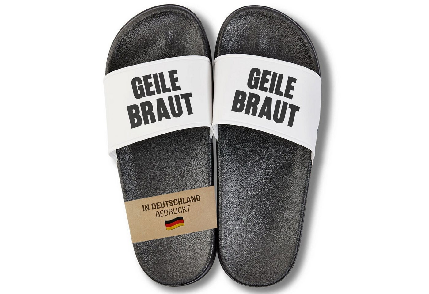 22Feels Geschenk Braut JGA Junggesellinnenabschied Badelatschen Frauen Spruch Badepantolette IN DEUTSCHLAND BEDRUCKT Bild 2