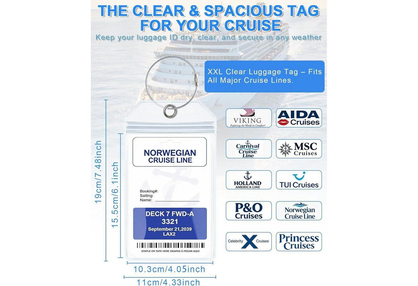 LuxusKollektion Gepäckanhänger Kofferanhänger transparent Metallband wasserfest Kreuzfahrt 3 Bild 3
