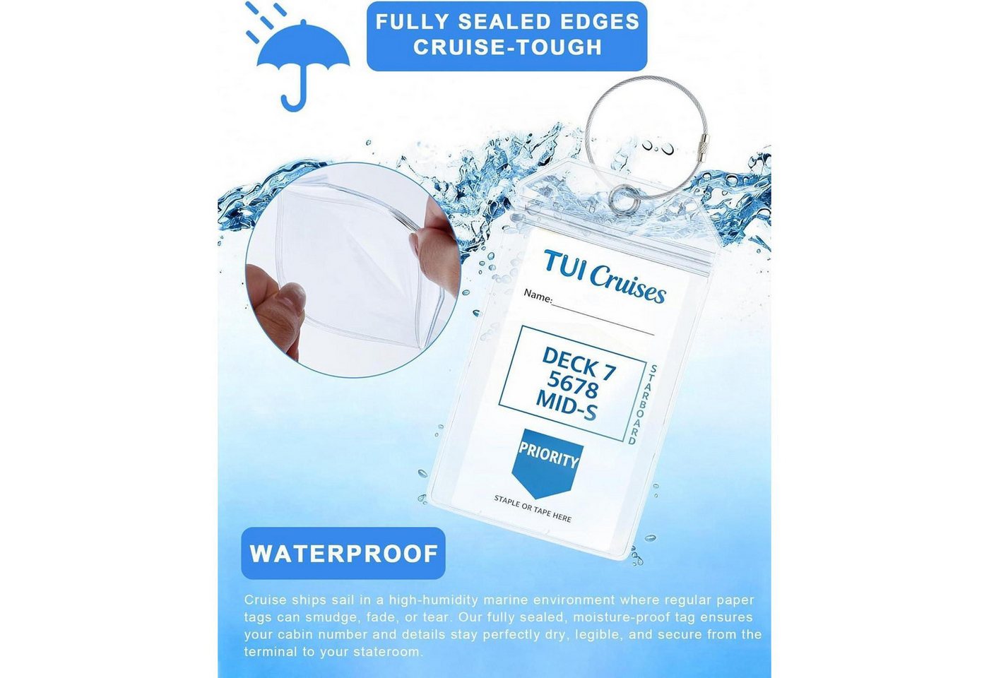 LuxusKollektion Gepäckanhänger Kofferanhänger transparent Metallband wasserfest Kreuzfahrt 3 Bild 4