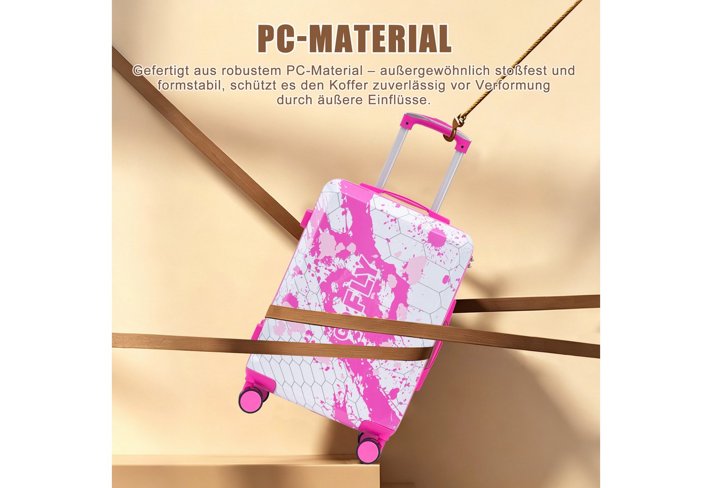 i@home Koffer 20‑Zoll‑PC‑Spinner‑Rad‑Koffer, Handgepäck‑Koffer, mit bedrucktem Muster und Zahlenschloss Bild 2