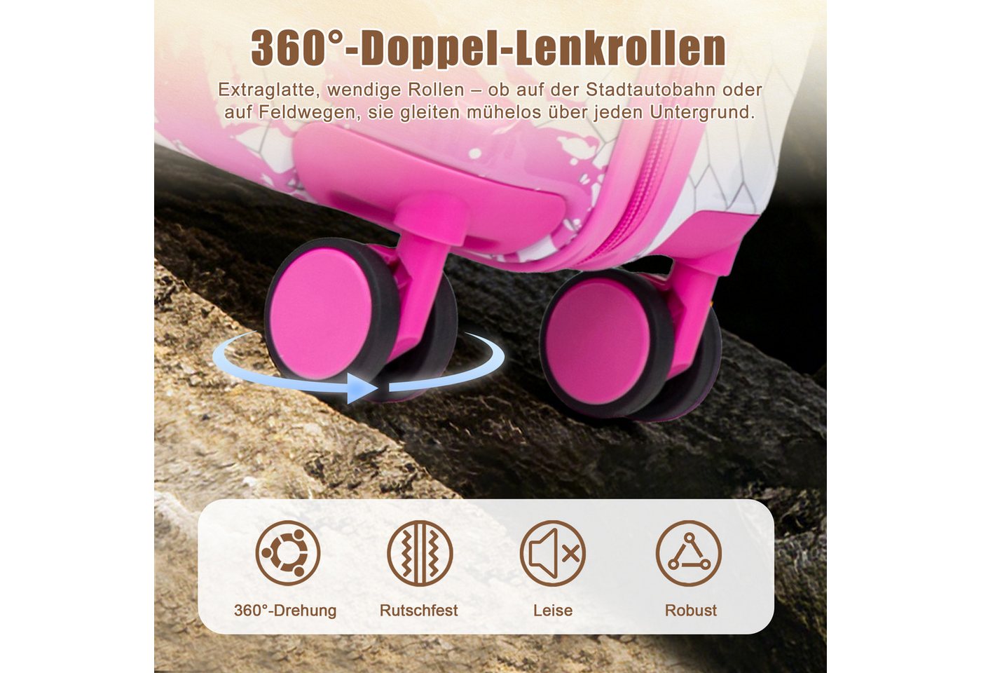 i@home Koffer 20‑Zoll‑PC‑Spinner‑Rad‑Koffer, Handgepäck‑Koffer, mit bedrucktem Muster und Zahlenschloss Bild 3