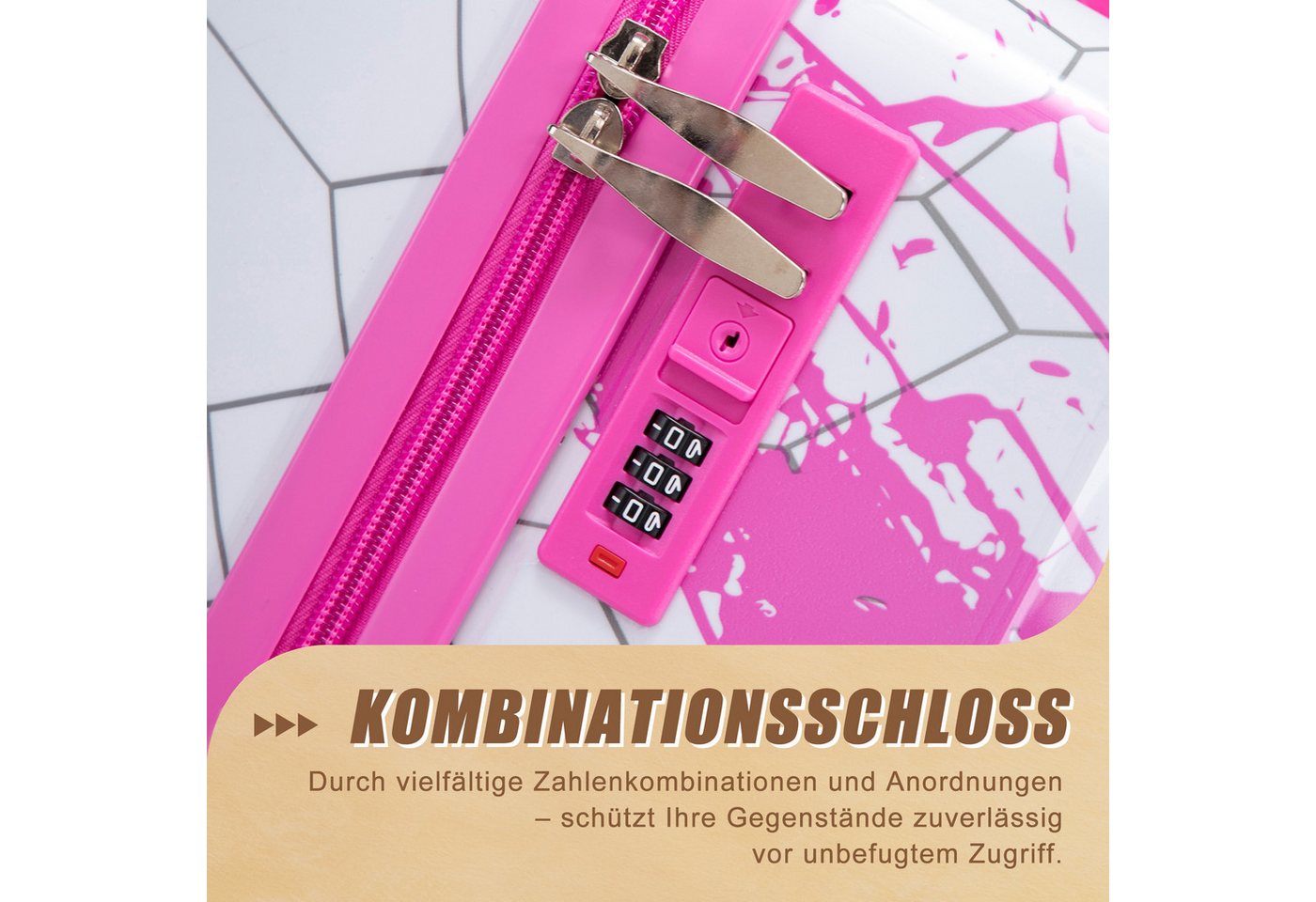 i@home Koffer 20‑Zoll‑PC‑Spinner‑Rad‑Koffer, Handgepäck‑Koffer, mit bedrucktem Muster und Zahlenschloss Bild 5