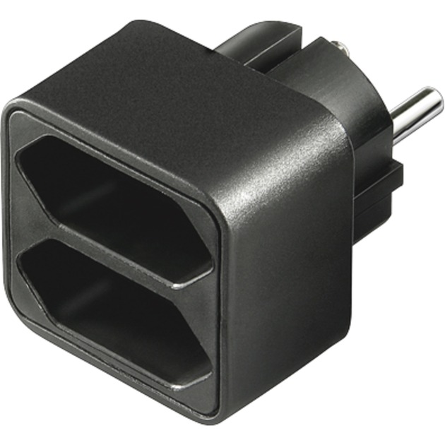 Stromadapter 1x Schutzkontakt > 2x Euro, Steckdosenadapter