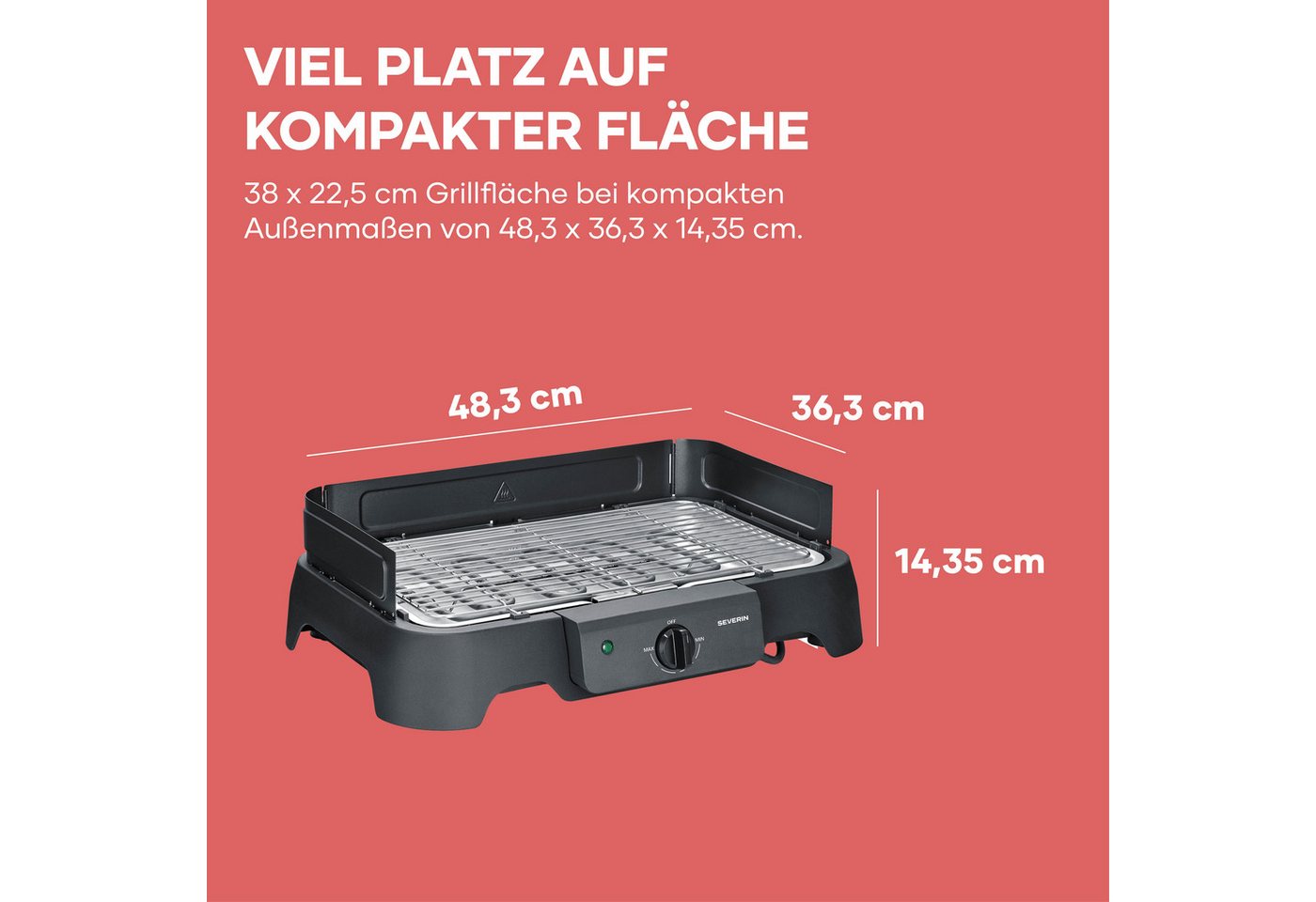 SEVERIN Tischgrill »PG 8593«, Grillfläche: 38 x 22cm, 2300 W, schwarz