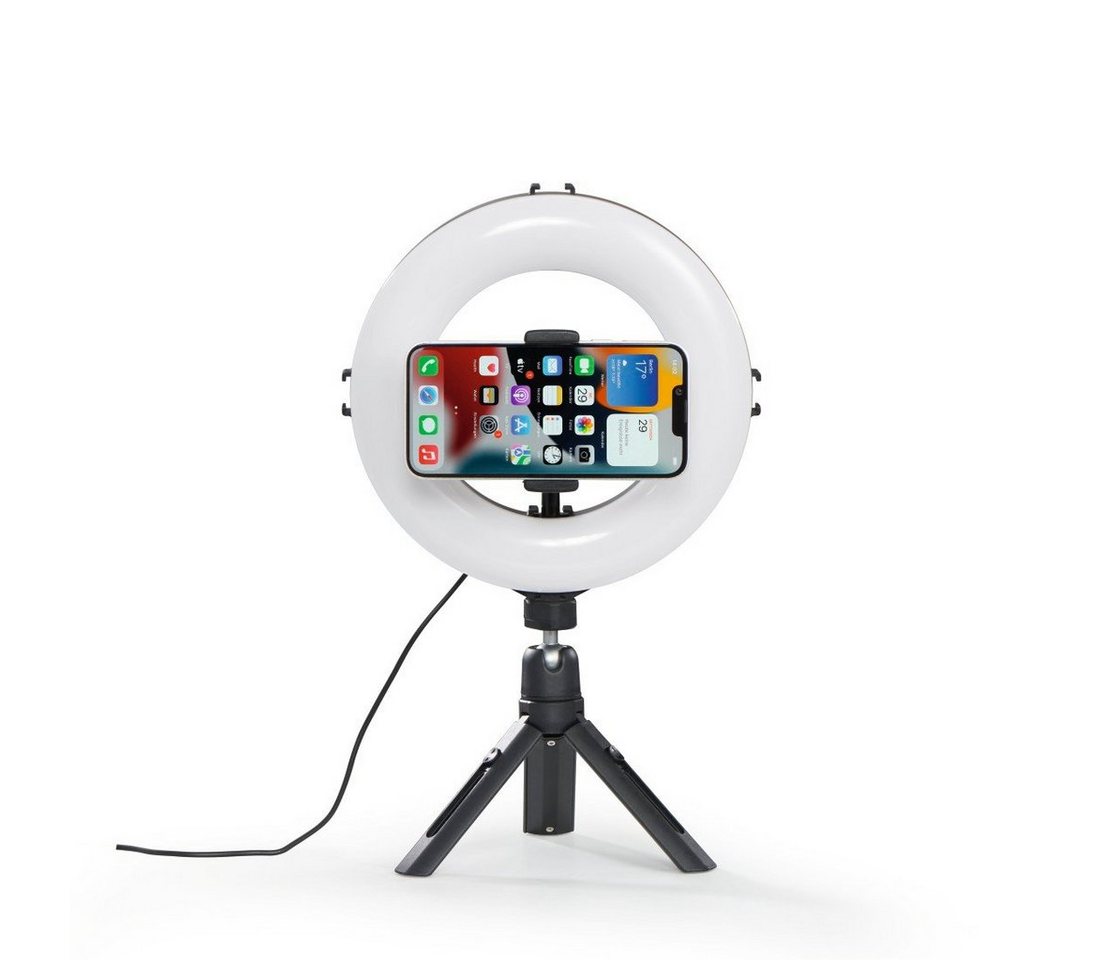 hama LED-Ringlicht »Smart«, Ø: 21 cm, schwarz, Kunststoff - silberfarben