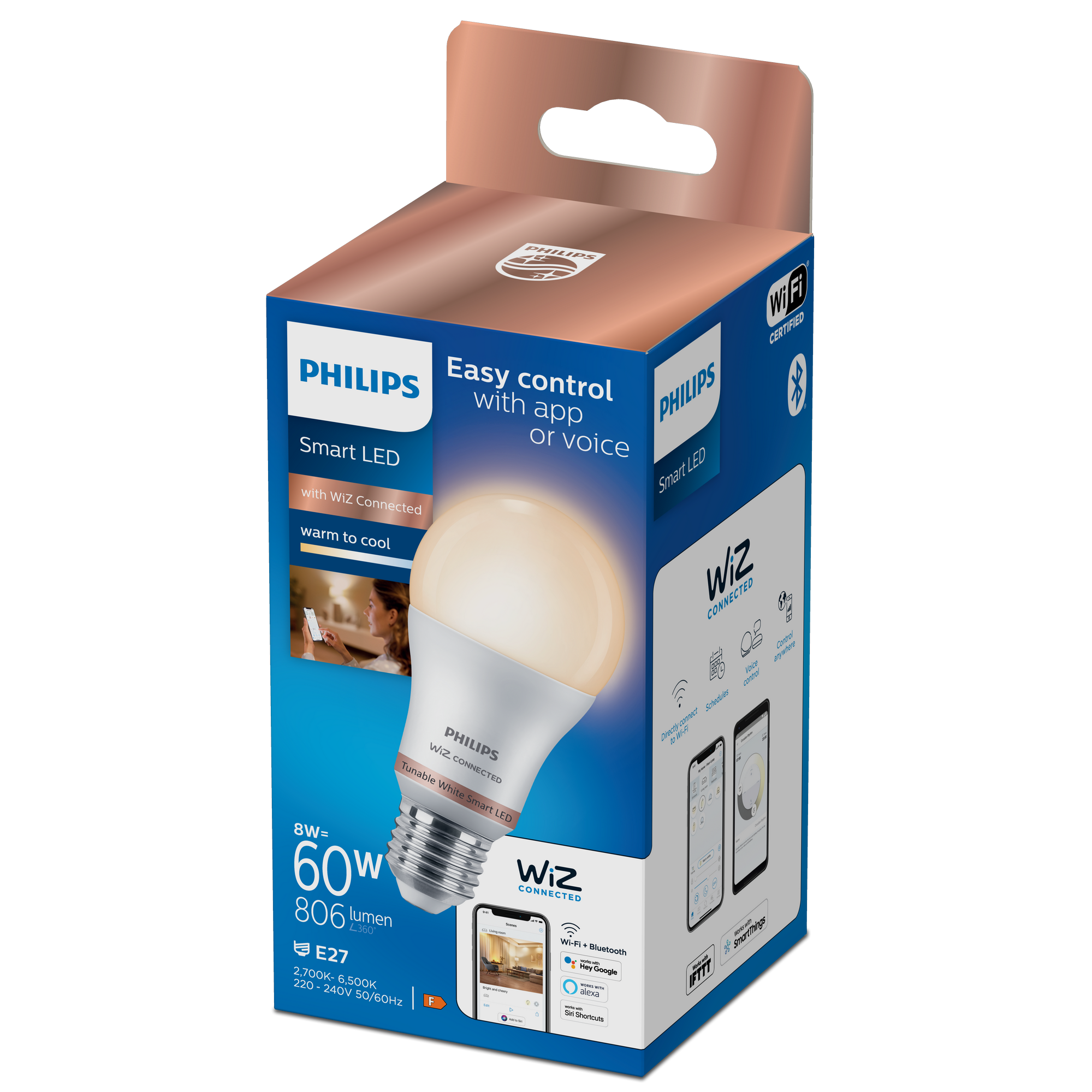 Philips Smart LED Leuchtmittel Tunable White A60 E27 Birnenform 8 W Bild 2