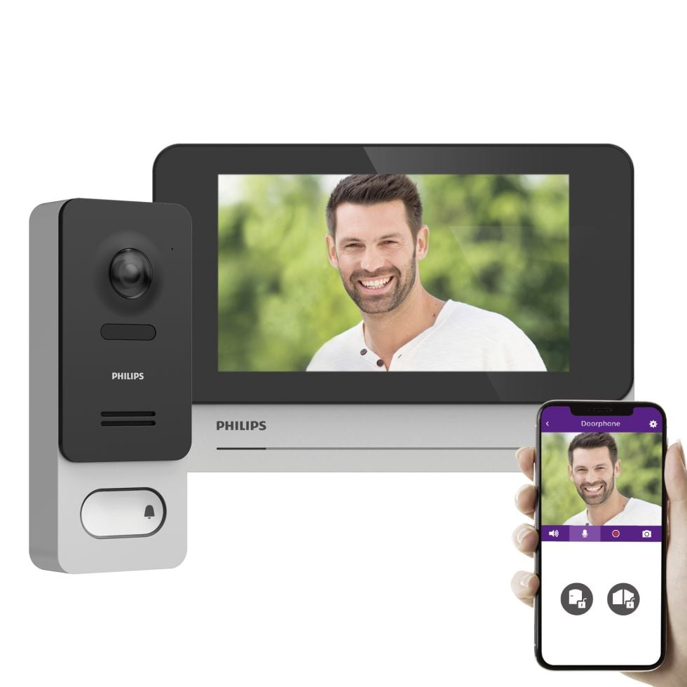 Philips Türsprechanlage WelcomeEye Wireless Video-Türsprechanlage, 7 Zoll Touchscreen