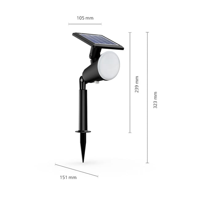 Philips LED Solar-Strahler Jivix schwarz 32,2 x 10,5 cm mit Erdspieß