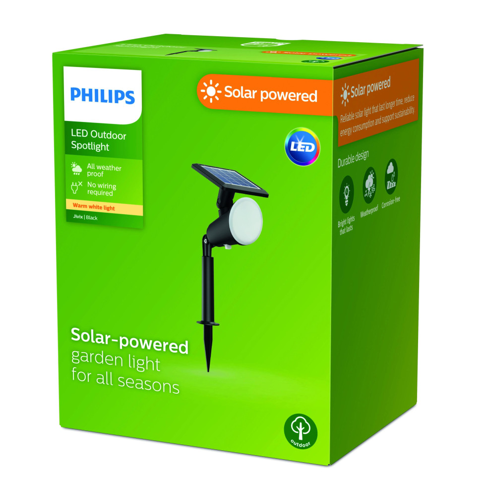 Philips LED Solar-Strahler Jivix schwarz 32,2 x 10,5 cm mit Erdspieß Bild 2