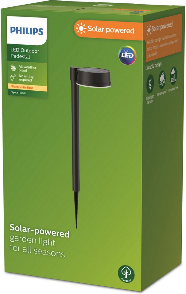 Philips LED Solar-Sockelleuchte Vynce schwarz 54 x 11,2 cm mit Erdspieß Bild 4