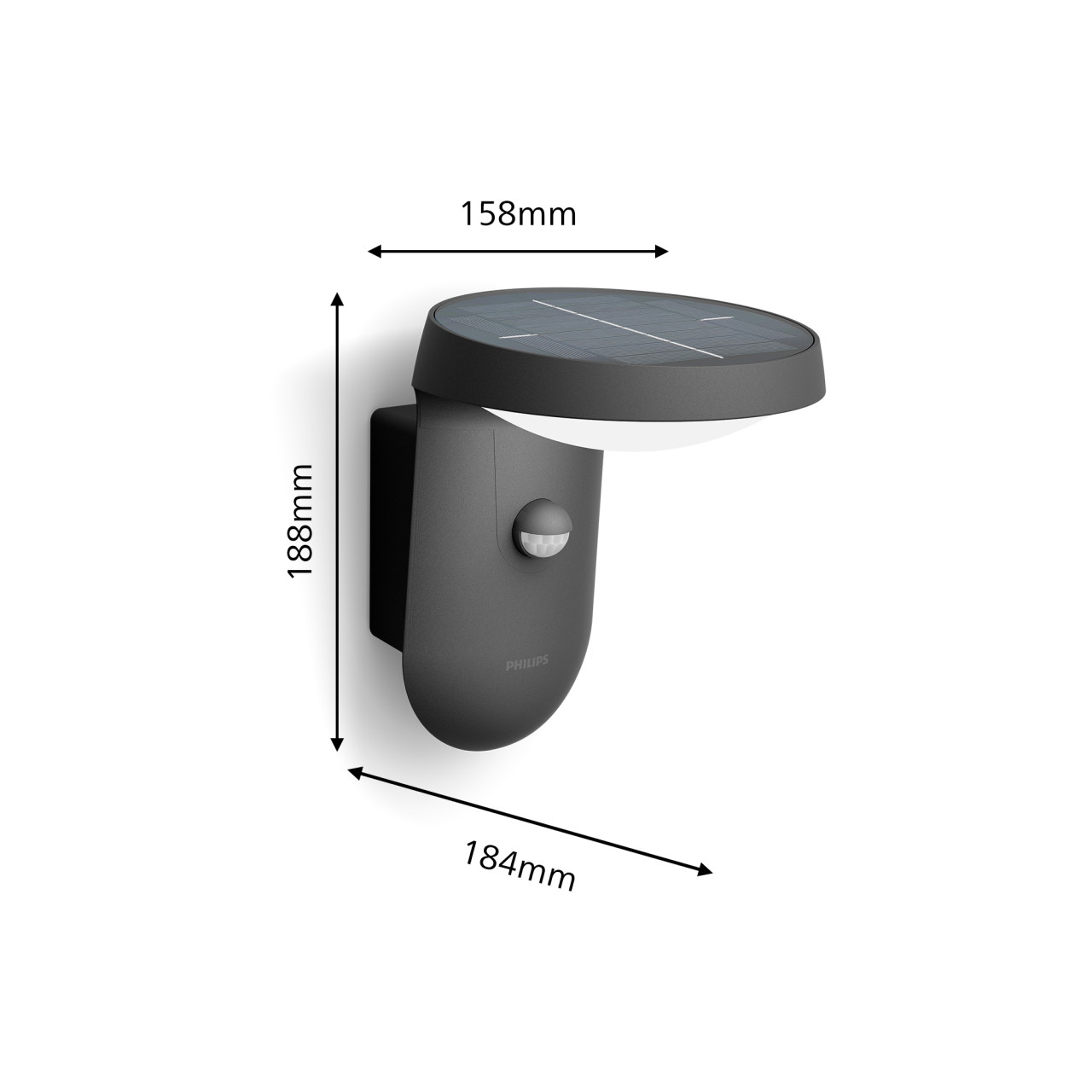 Philips LED Solar-Außenwandleuchte Tyle anthrazit 18,8 x 18,4 x 15,8 cm mit Bewegungsmelder Bild 5
