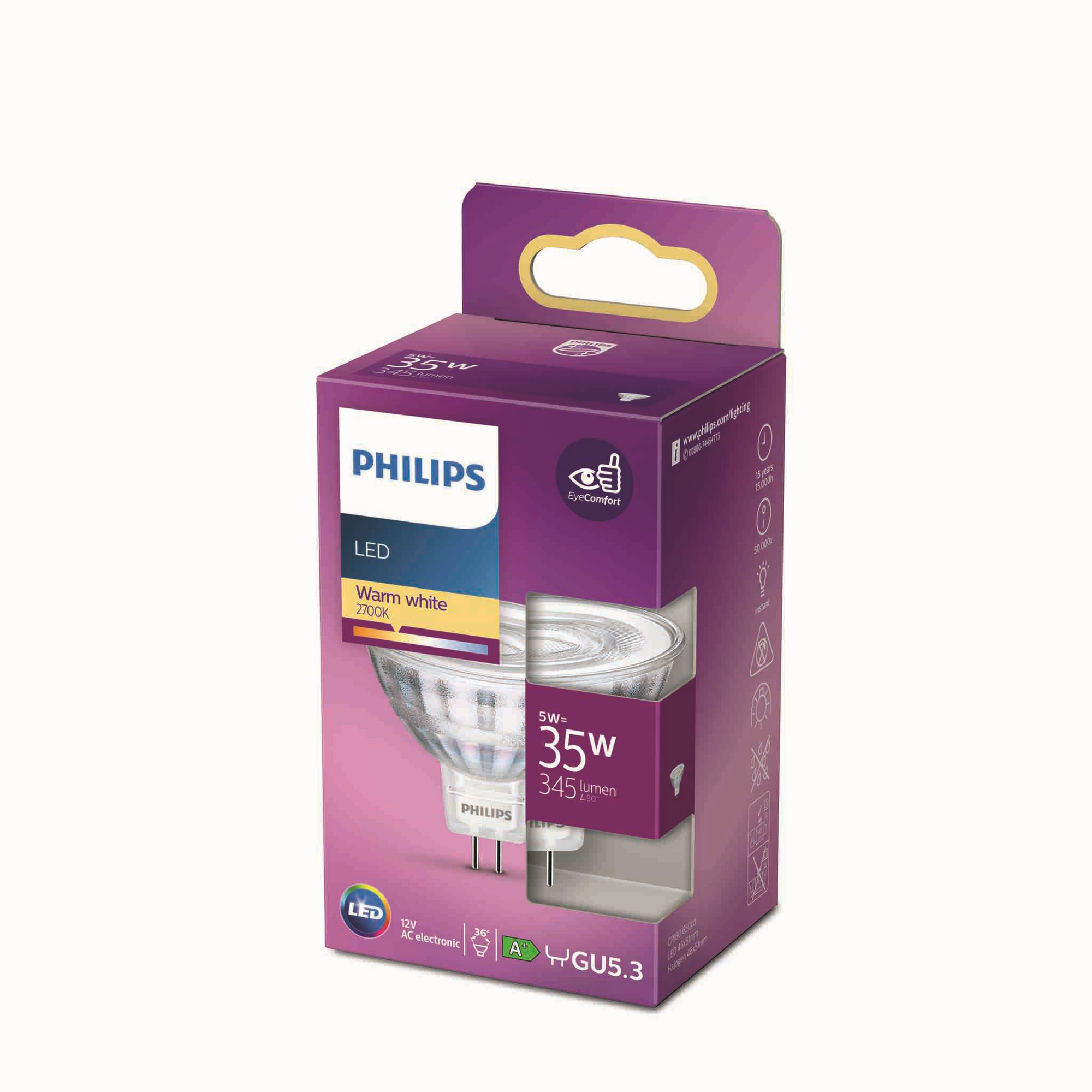 Philips LED-Leuchtmittel Spot GU5.3 MR16 4,4W warmweiß Bild 2