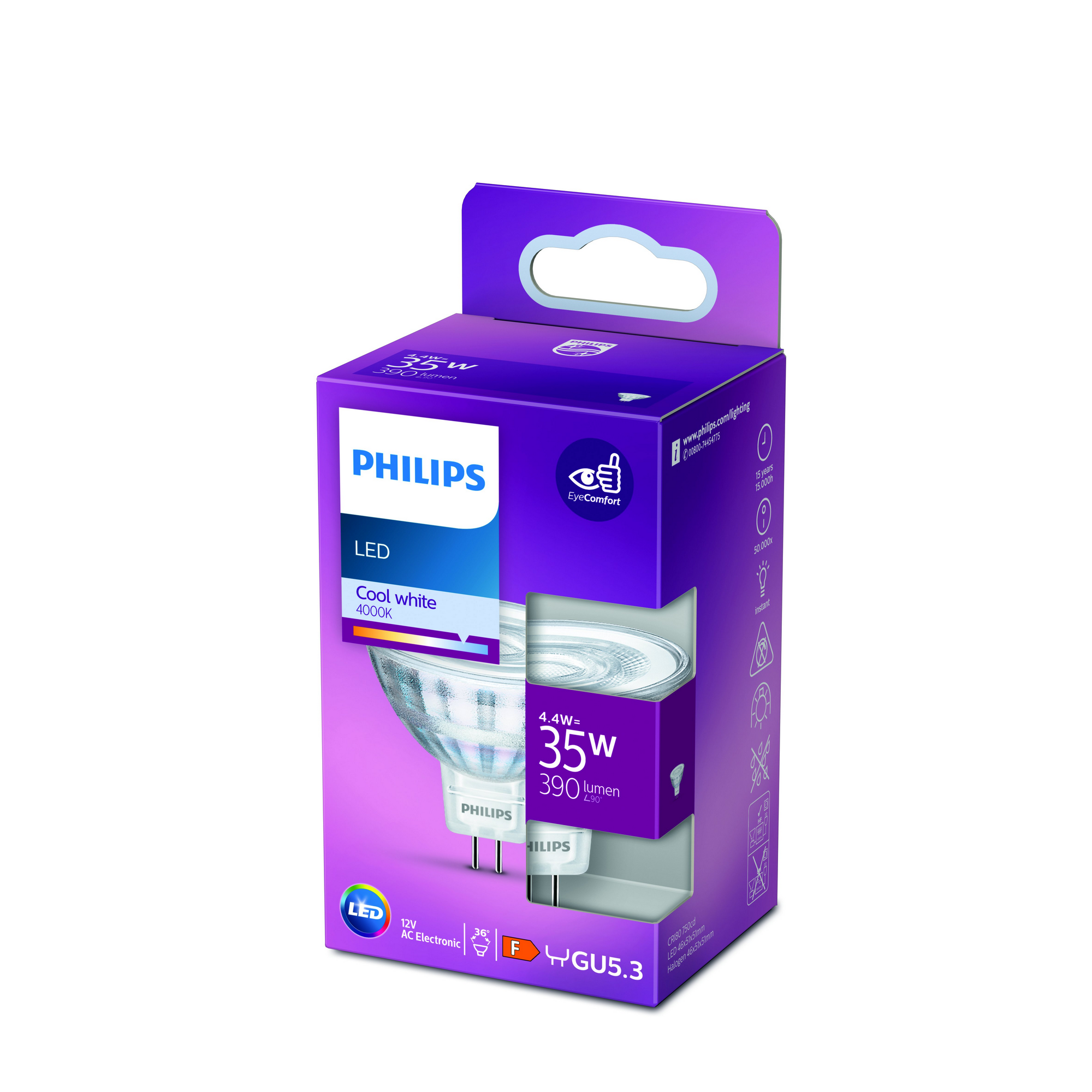 Philips LED-Leuchtmittel Spot GU5.3 MR16 4,4W kaltweiß matt Bild 2