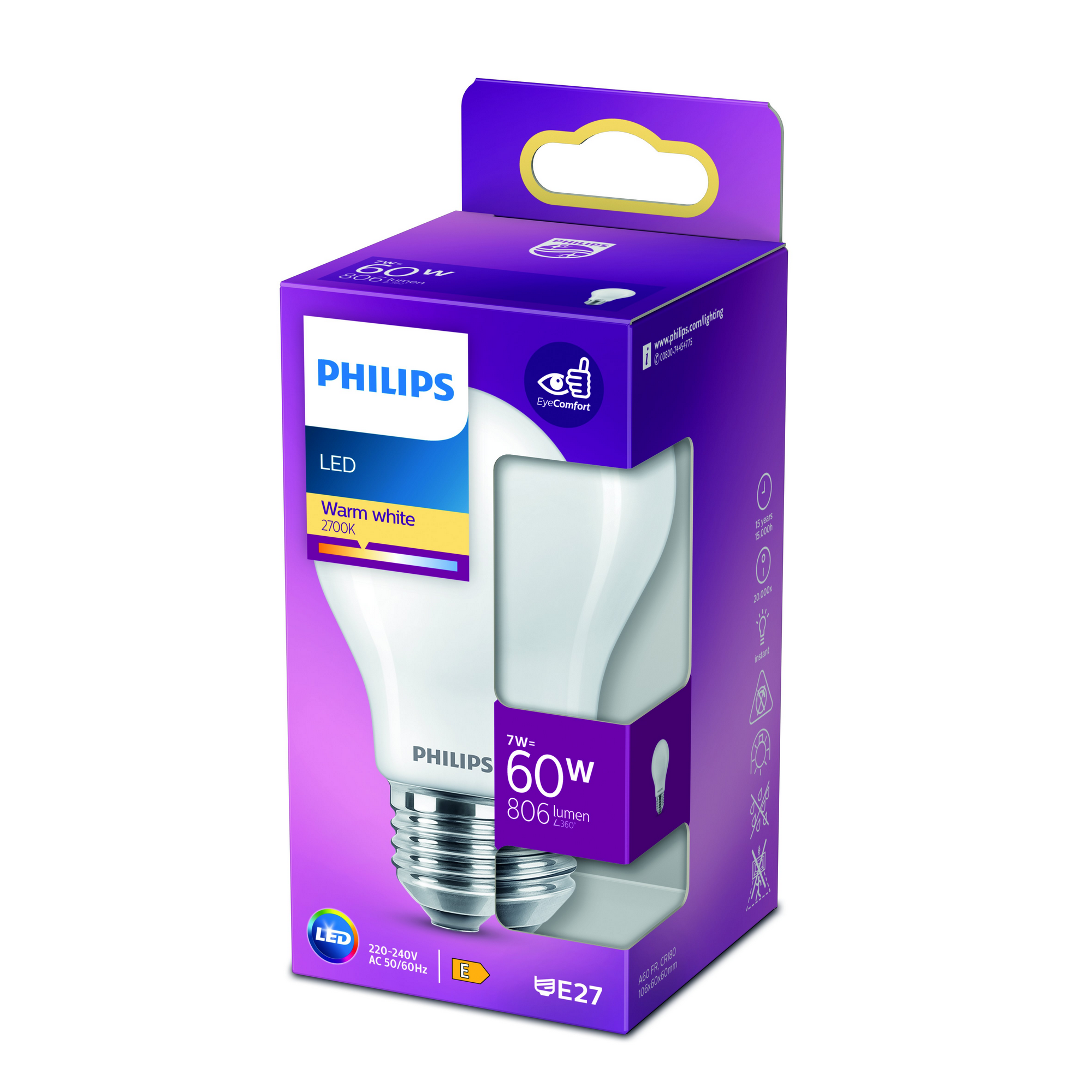 Philips LED-Leuchtmittel Birnenform A60 E27 6,7W warmweiß Bild 2