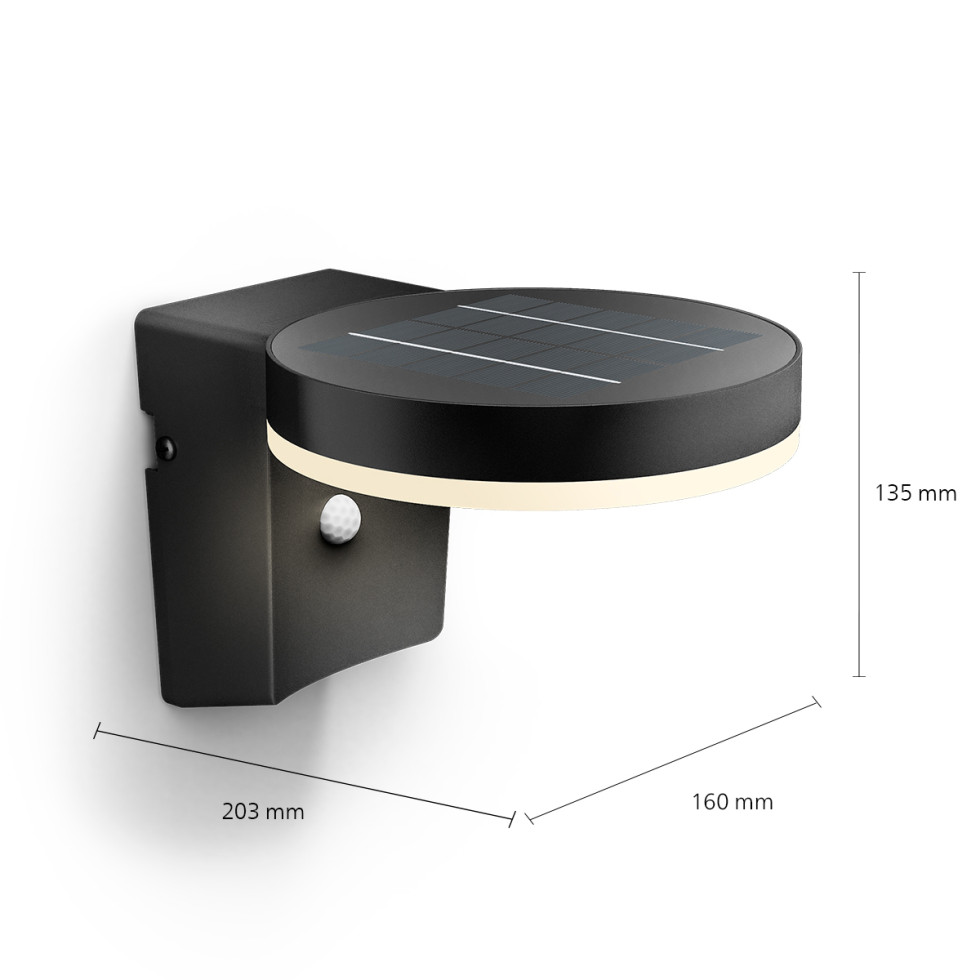 Solar Wandleuchte Zonal rund 21,4 x 16,7 x 14,2 cm schwarz Bild 2