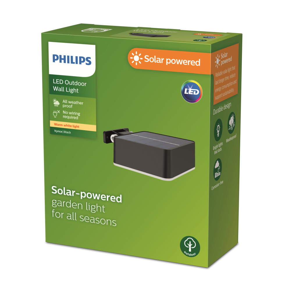 Solar Wandleuchte Vynce 14 x 11,7 x 5,4 cm schwarz Bild 2