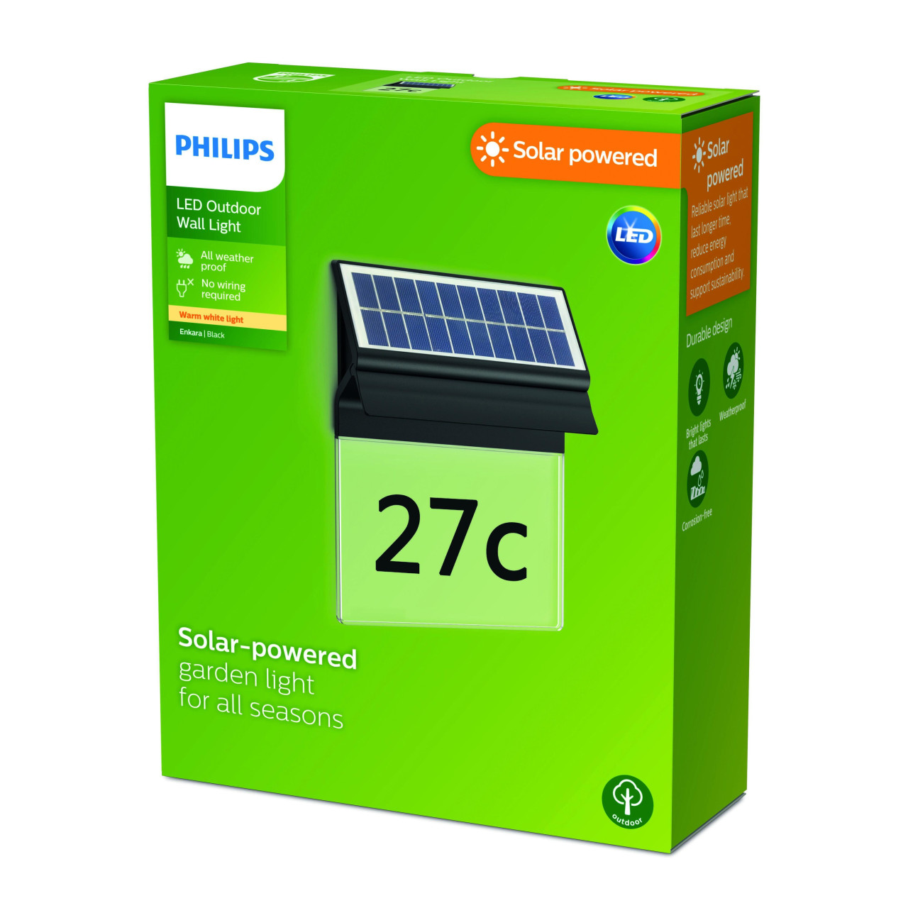 Philips Solar Wandleuchte Enkara 24 x 19 x 6,8 cm schwarz Bild 2