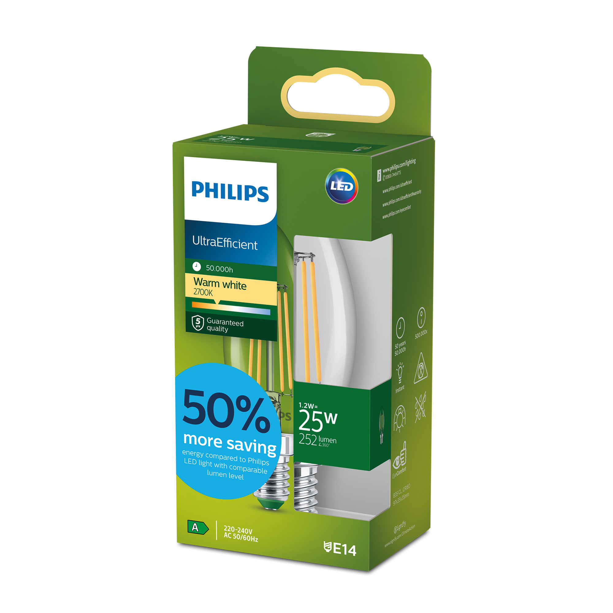 Philips LED Leuchtmittel E14 1,2 W warmweiß