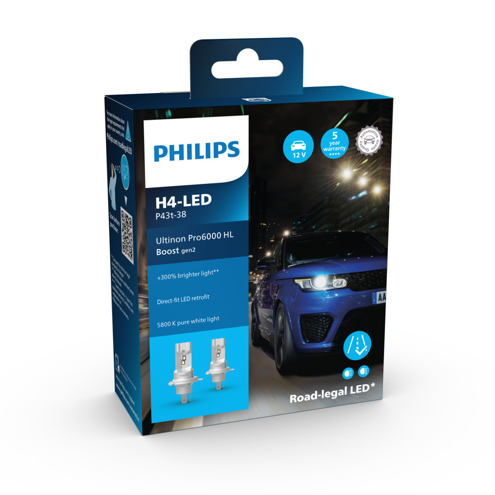 Philips Scheinwerferlampe H4 LED Ultinon Pro 6000 Boost 2x 2.0