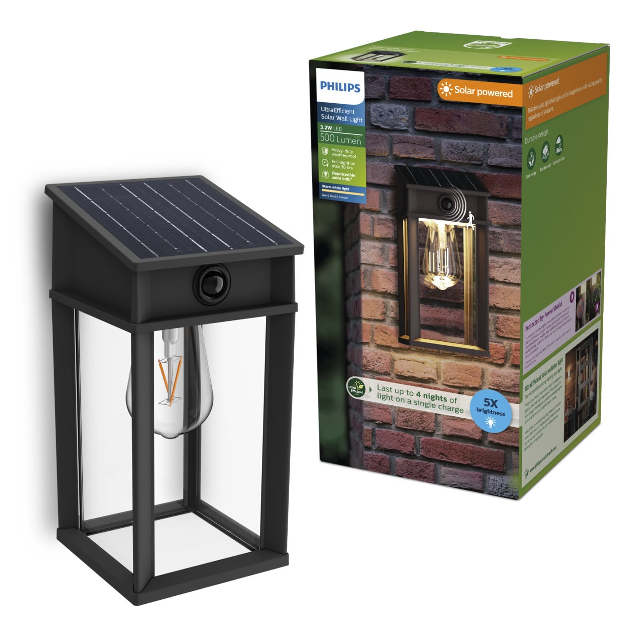 Philips Solar Wandleuchte Geri 33,5 x 18 x 18 cm warmweiß Bild 3