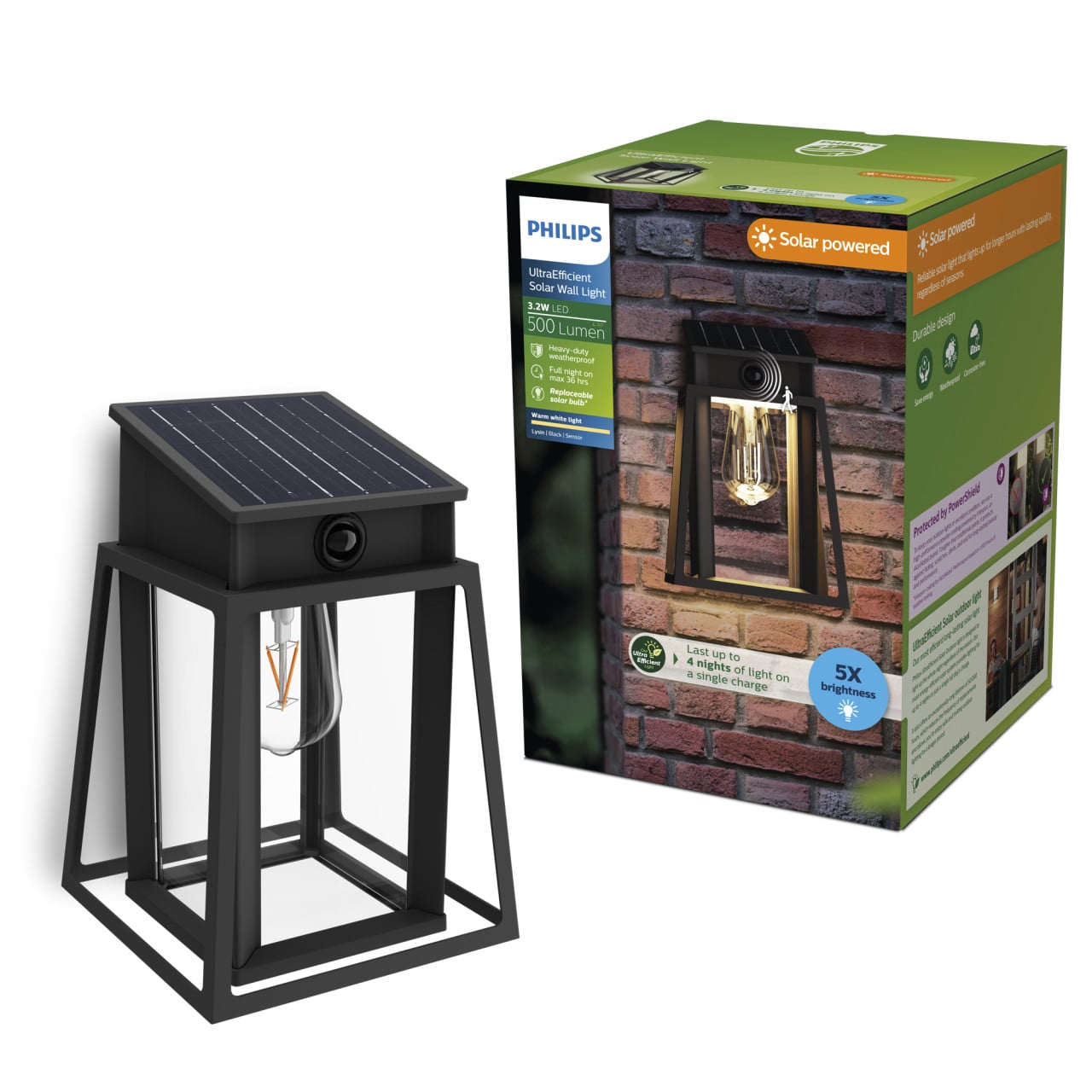 Philips Solar Wandleuchte Lysin Wand 33,5 x 23,5 x 23,5 cm warmweiß Bild 2