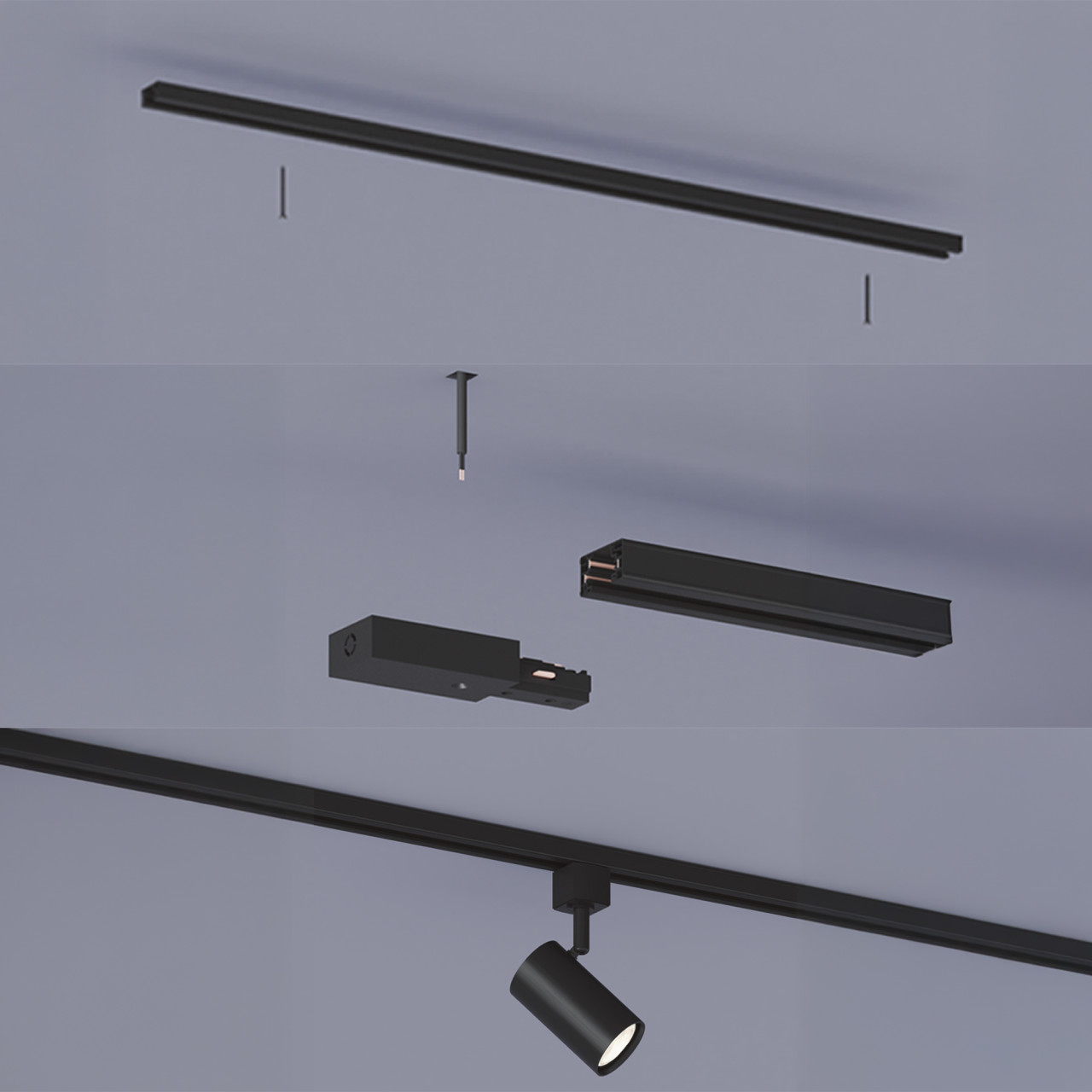 Philips EasyLink Trägerschienen 2 x 1 m mit Stromzufuhr schwarz Bild 2