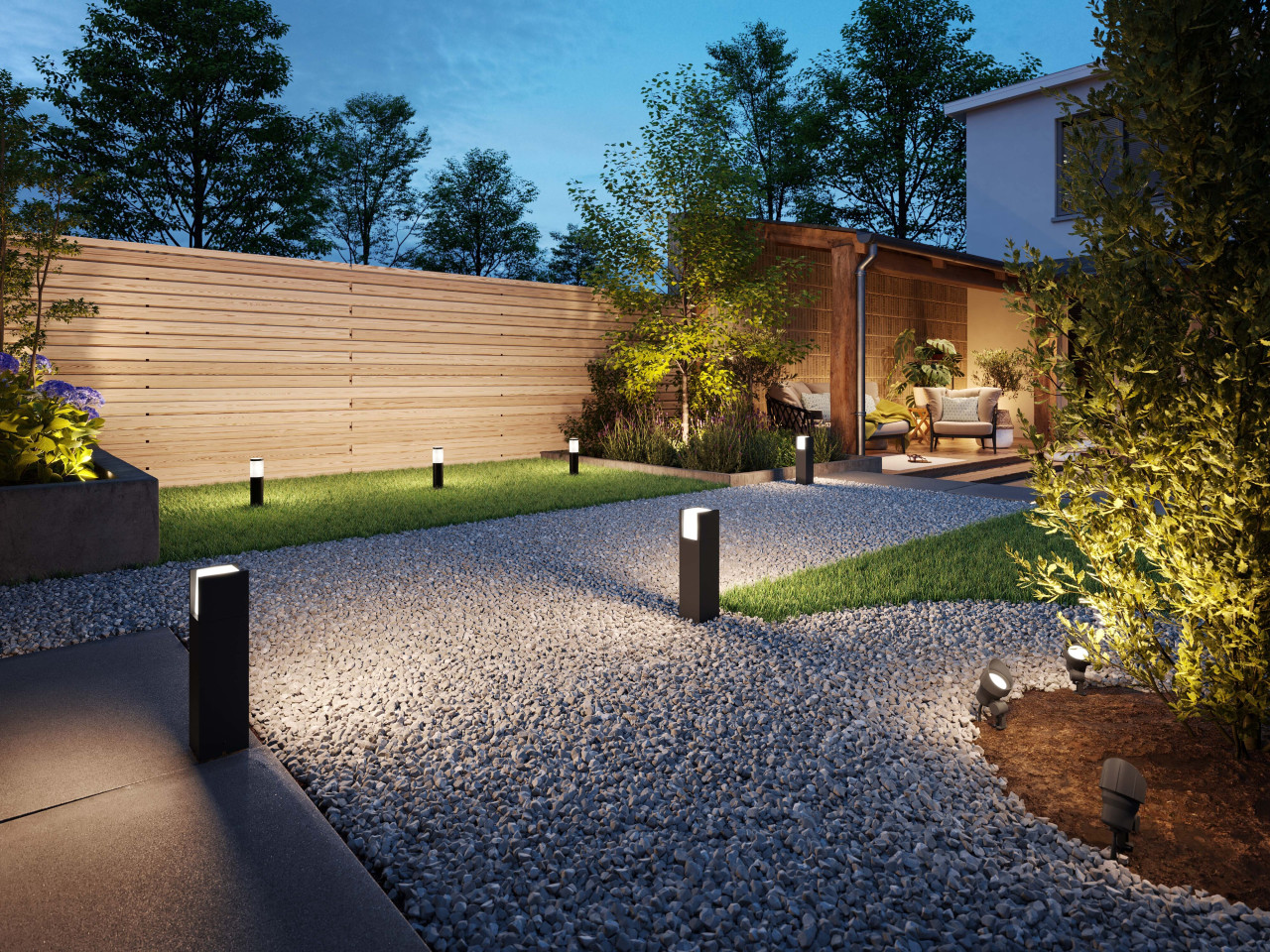 Philips LED Sockelleuchte Arbour warmweiß anthrazit Bild 3