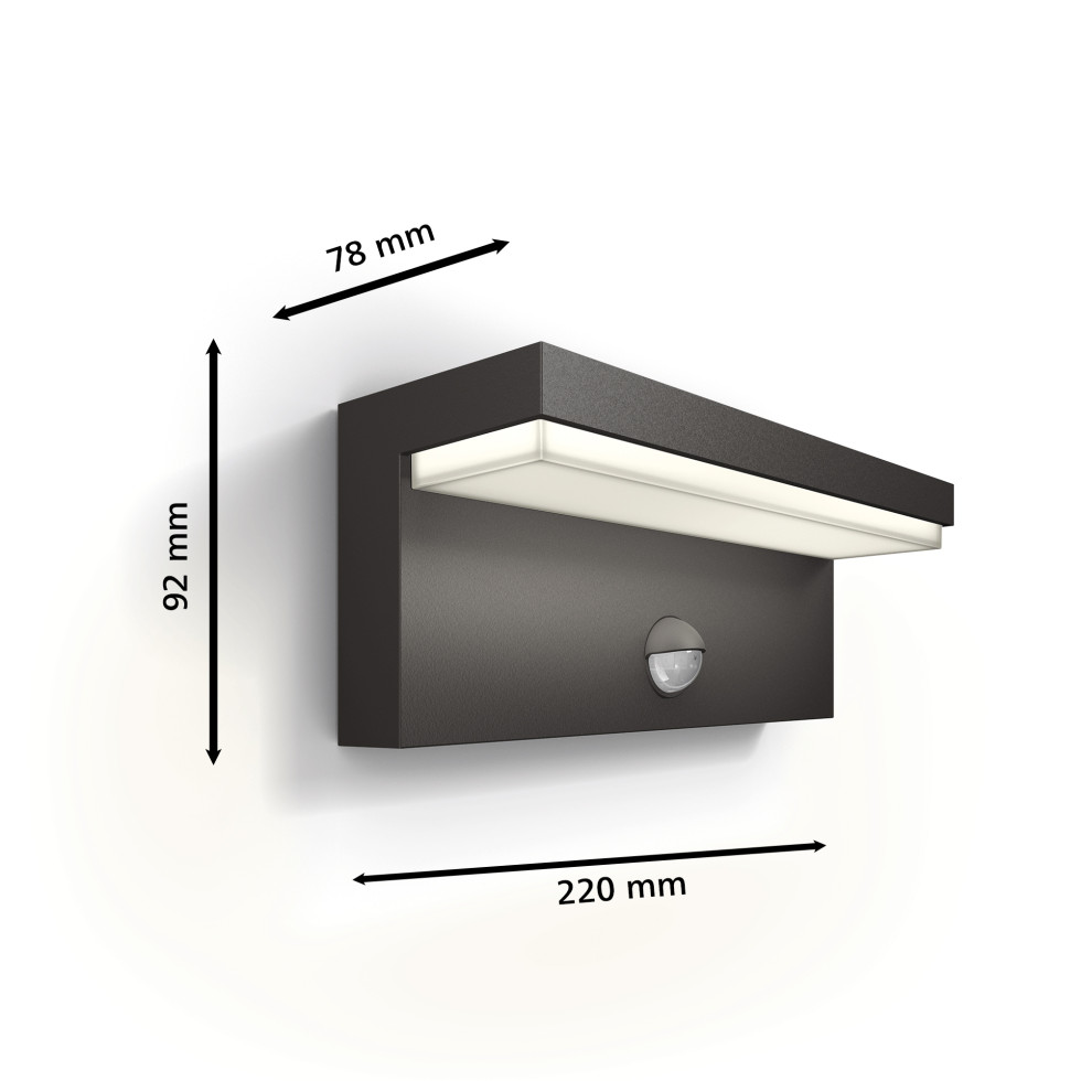 Philips LED Außenwandleuchte Bustan anthrazit mit Bewegunsmelder warmweiß Bild 4