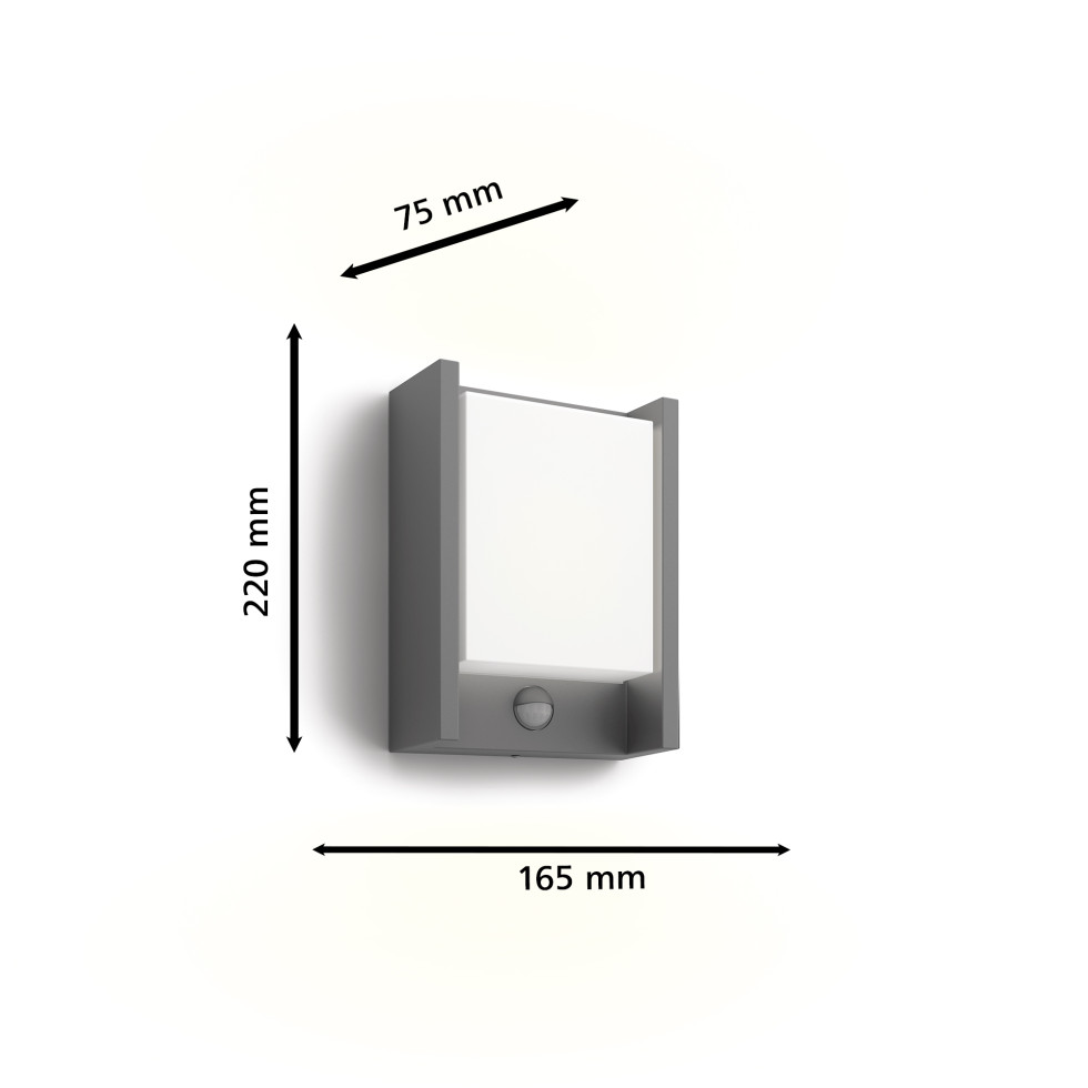 Philips LED Außenwandleuchte Arbour anthrazit mit Bewegungssensor warmweiß Bild 2