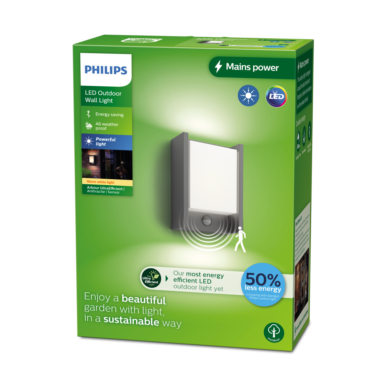 Philips LED Außenwandleuchte Arbour anthrazit mit Bewegungssensor warmweiß Bild 4