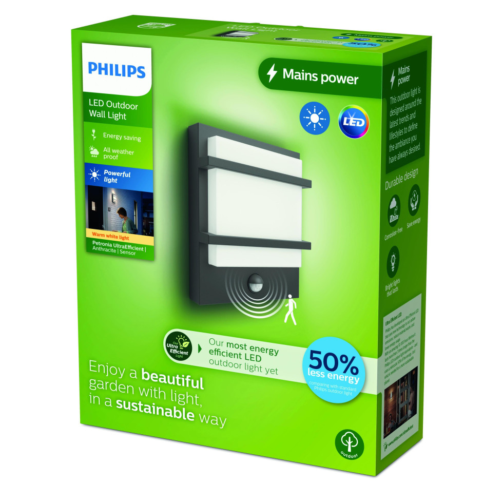 Philips LED Außenwandleuchte Petronia anthrazit mit Bewegungssensor warmweiß Bild 4