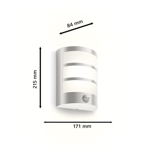 Philips LED Außenwandleuchte Python Edelstahl mit Bewegungssensor warmweiß