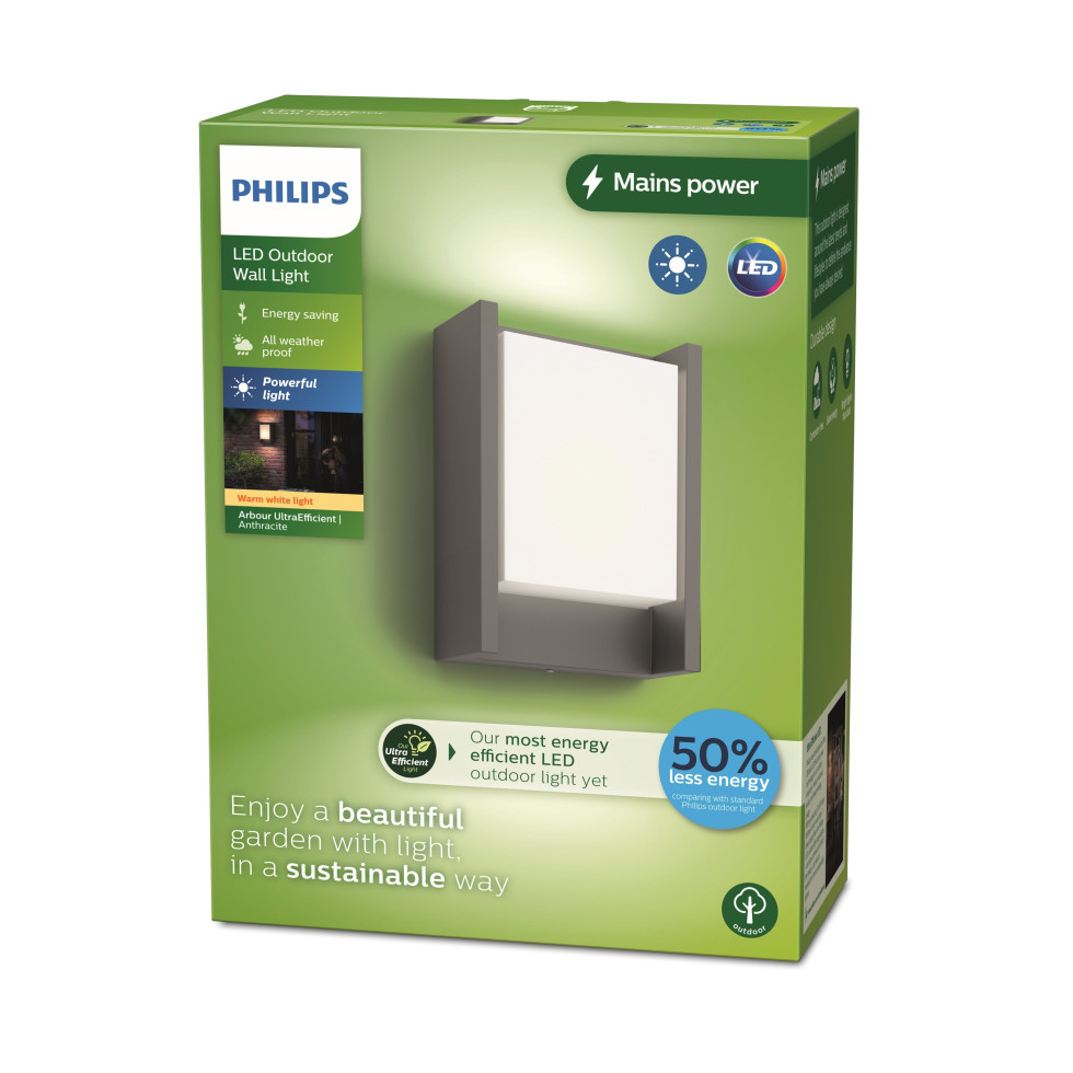 Philips LED Außenwandleuchte Arbour anthrazit warmweiß Bild 3