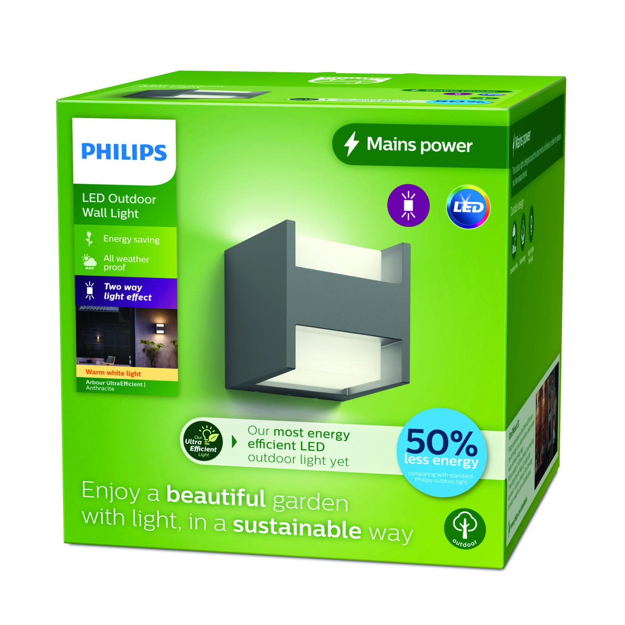 Philips LED Außenwandleuchte Arbour up/down anthrazit warmweiß Bild 3