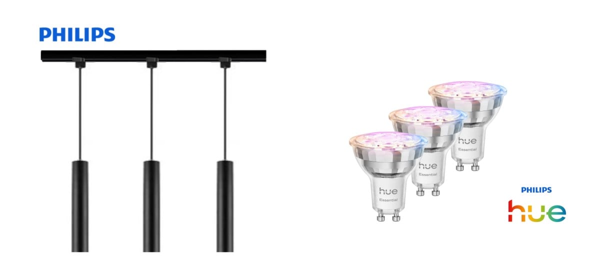 Philips Pendelleuchte 3er Hue Spot Paxie Easy Link schwarz 157 cm warmweiß-kaltweiß RGB
