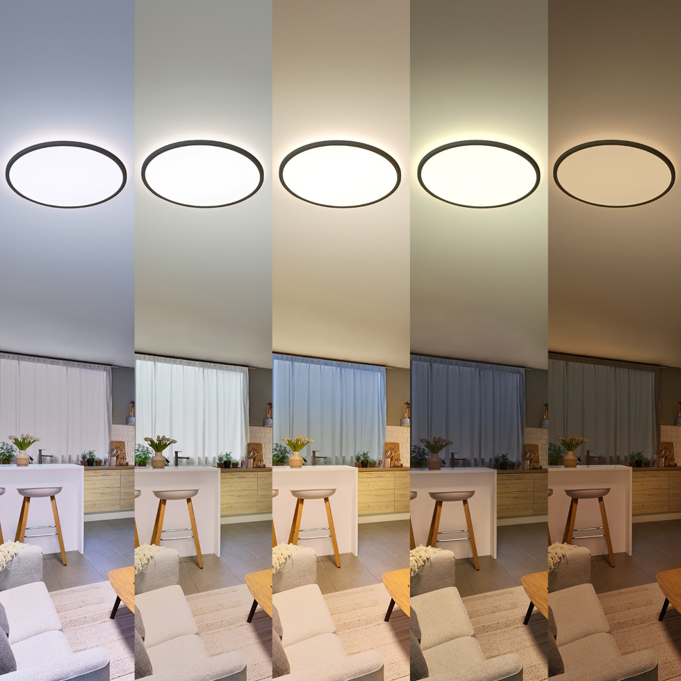 Philips LED Deckenleuchte Valen schwarz Ø 42 x 2 cm warmweiß-kaltweiß dimmbar Bild 4