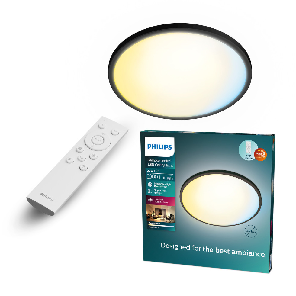 Philips LED Deckenleuchte Valen schwarz Ø 42 x 2 cm warmweiß-kaltweiß dimmbar Bild 5