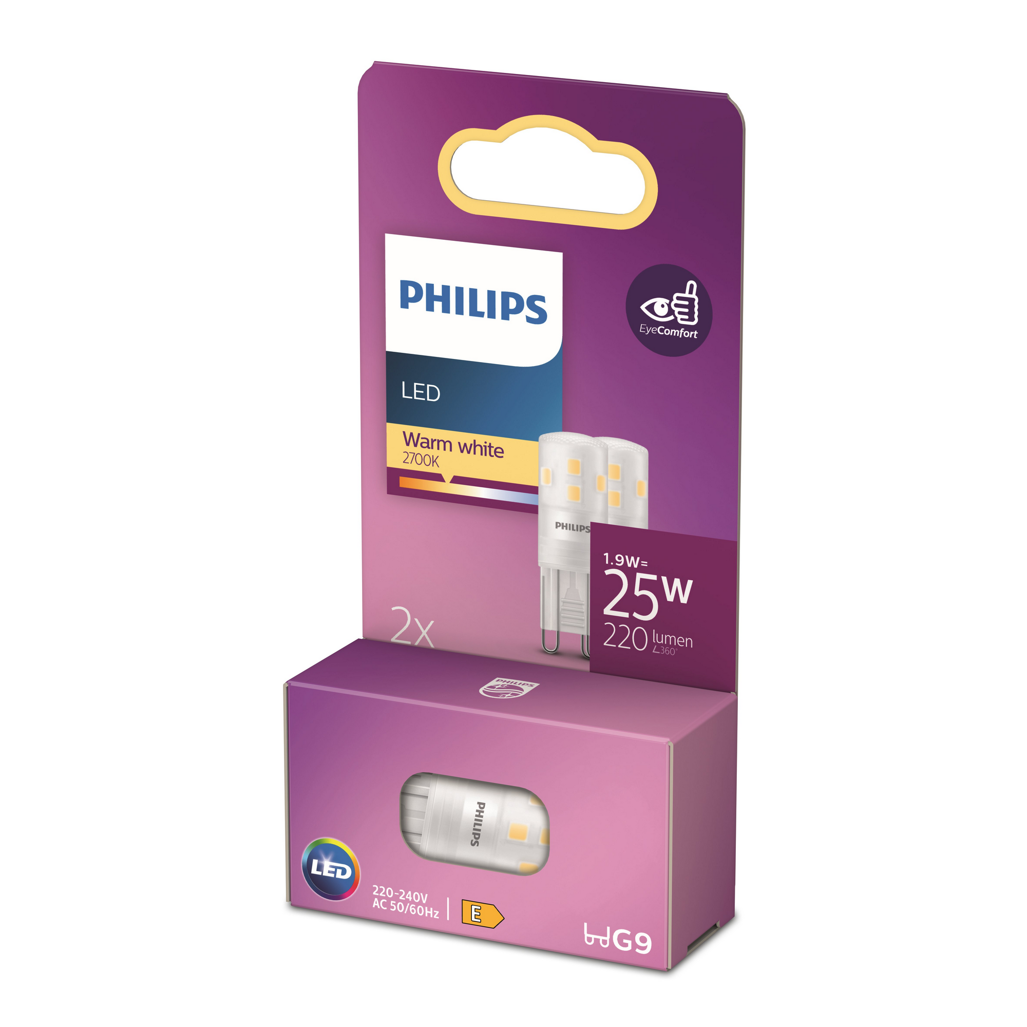 Philips LED Leuchtmittel G9 1,9W 220lm 2700K 2er Pack Bild 2