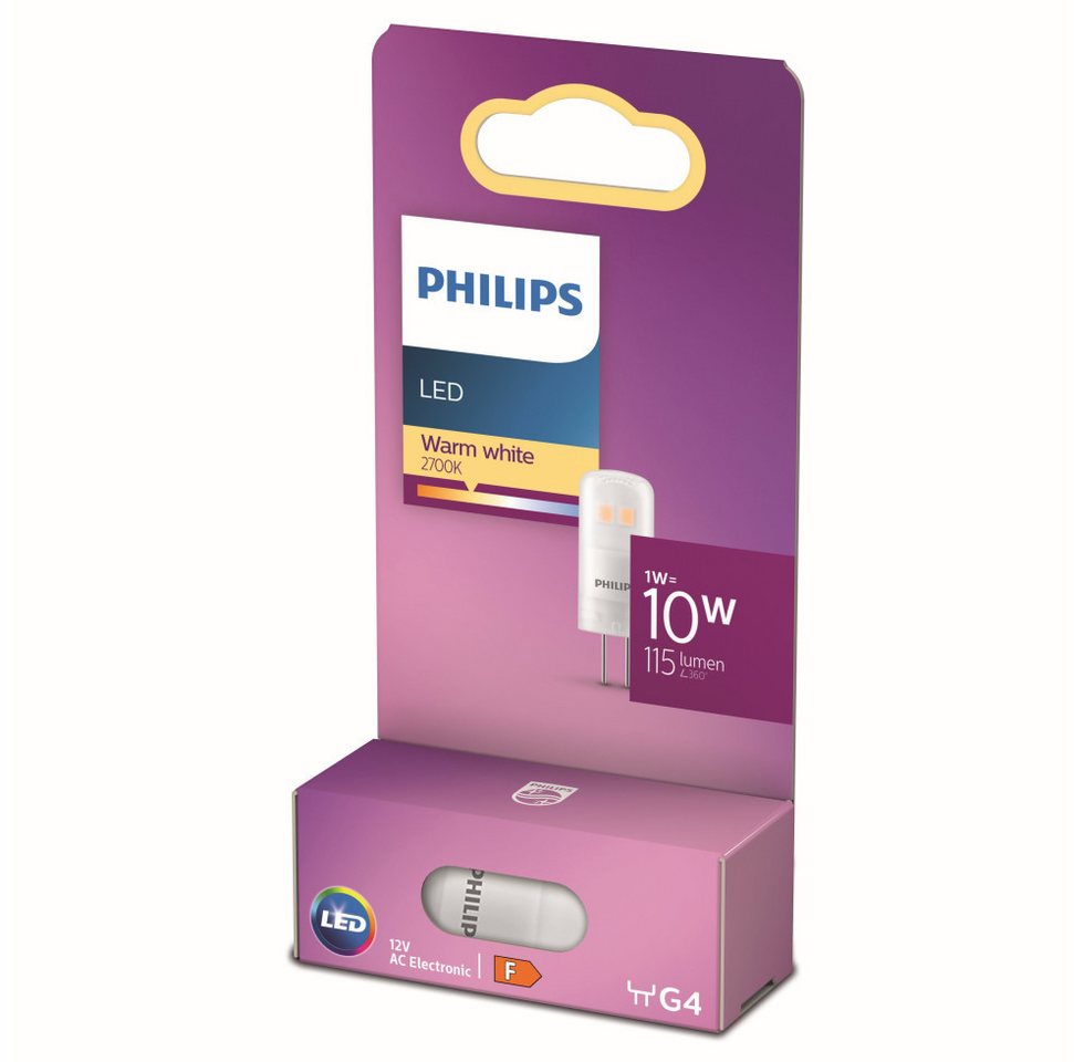 Philips LED-Leuchtmittel Stifsockel G4 1W warmweiß