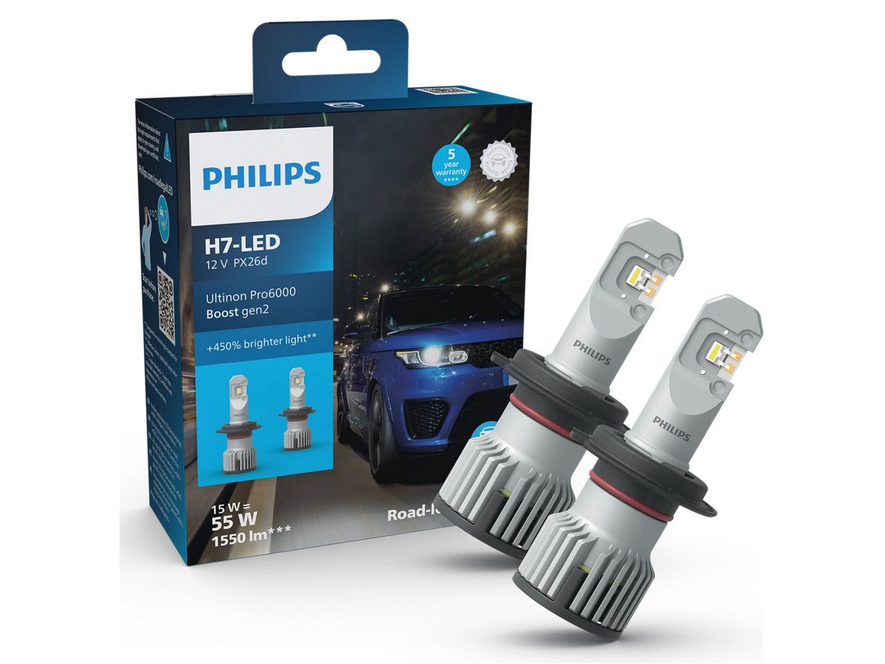 Philips Auto-Scheinwerferlampe H7 LED Ultinon Pro6000 Boost Gen2 2 Stück
