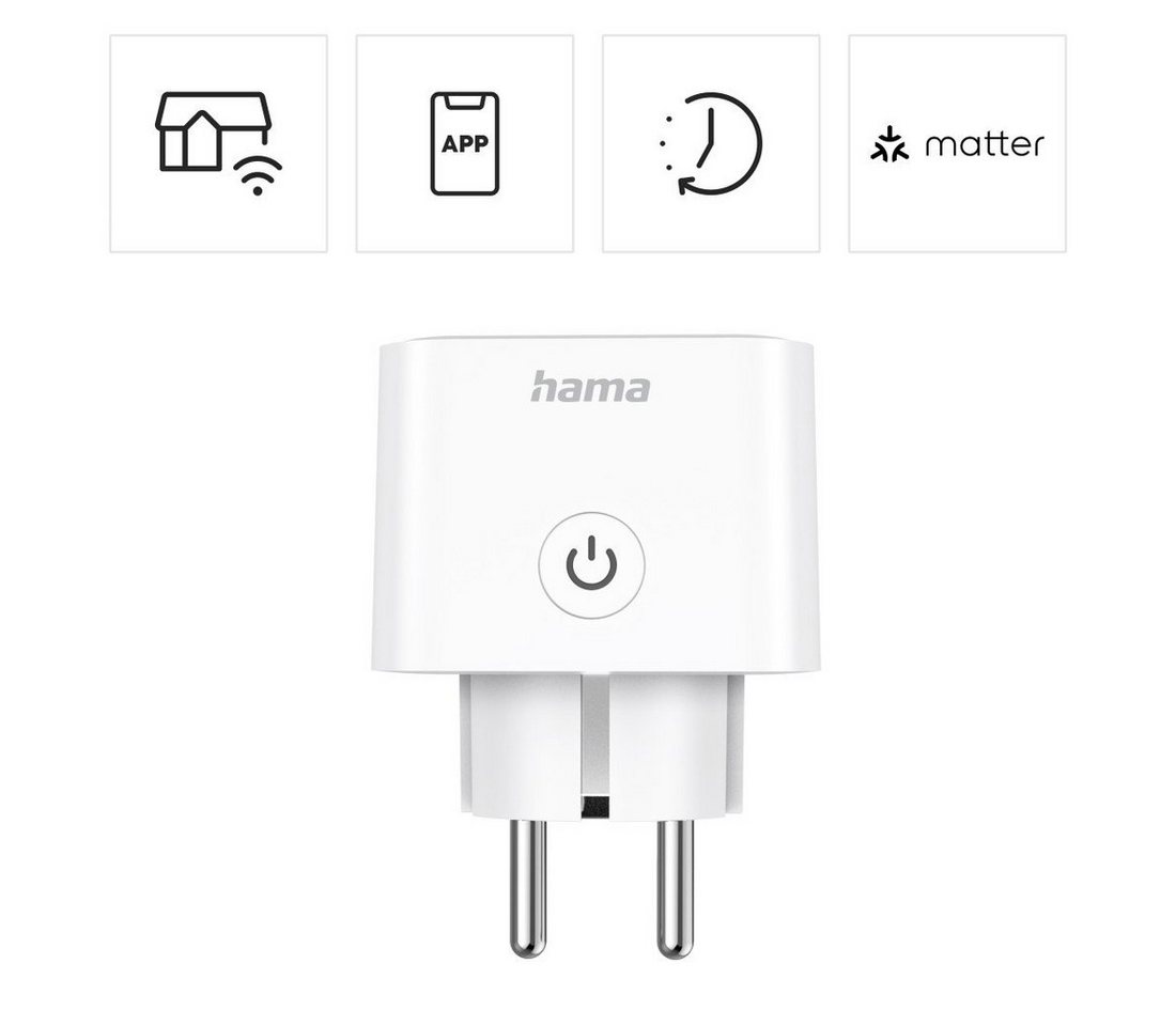 Hama Smarte WLAN-Steckdose, Matter, sprach- und appgesteuert, nachrüstbar, 3.680 W Bild 3